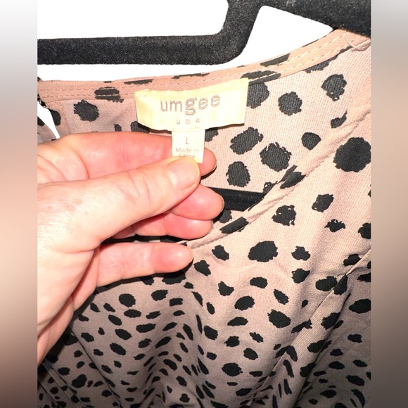 Umgee large dusty‎ pink Dalmatian dress. Worn 1X. Dolman sleeve elastic waist - Picture 7 of 10